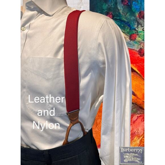 Vintage Burberry 44L 40x31 Gray 2 Piece Suit with Red Suspenders Quality - Picture 8 of 16